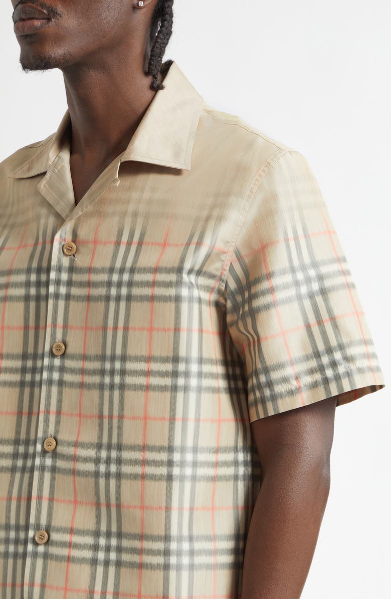 Burberry Hugh Shaded Check Camp Shirt, Alternate, color, Sand Ip Check