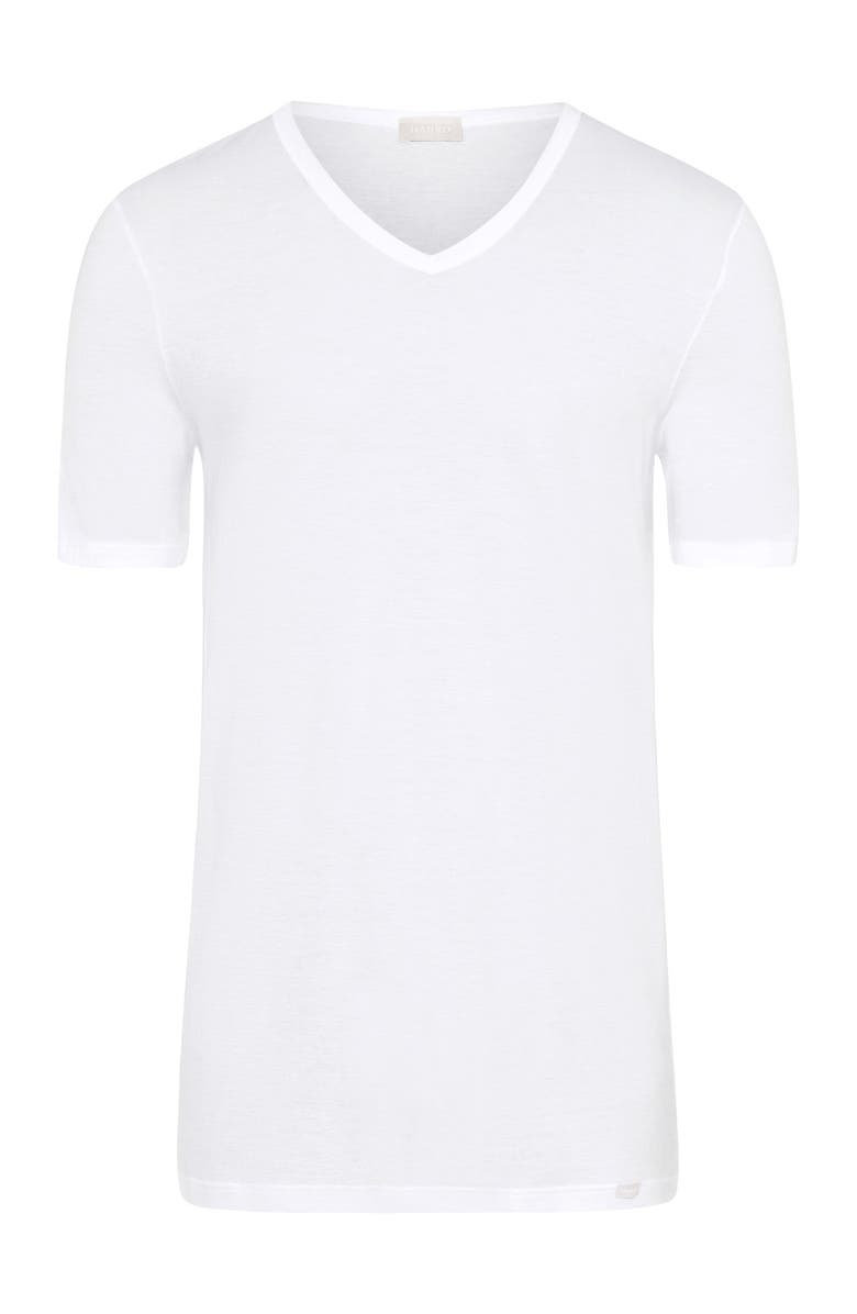 Hanro Ultralight Fitted Cotton V-Neck T-Shirt, Main, color, White