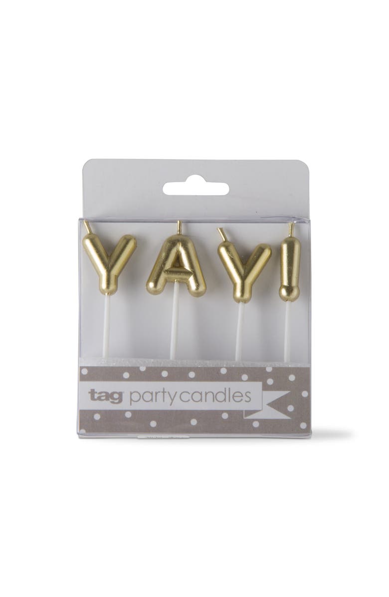 tag Yay Candle Set Gold Letters Birthday Party Decor, Main, color, 