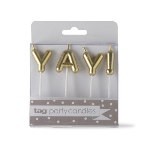 Yay Candle Set Gold Letters Birthday Party Decor