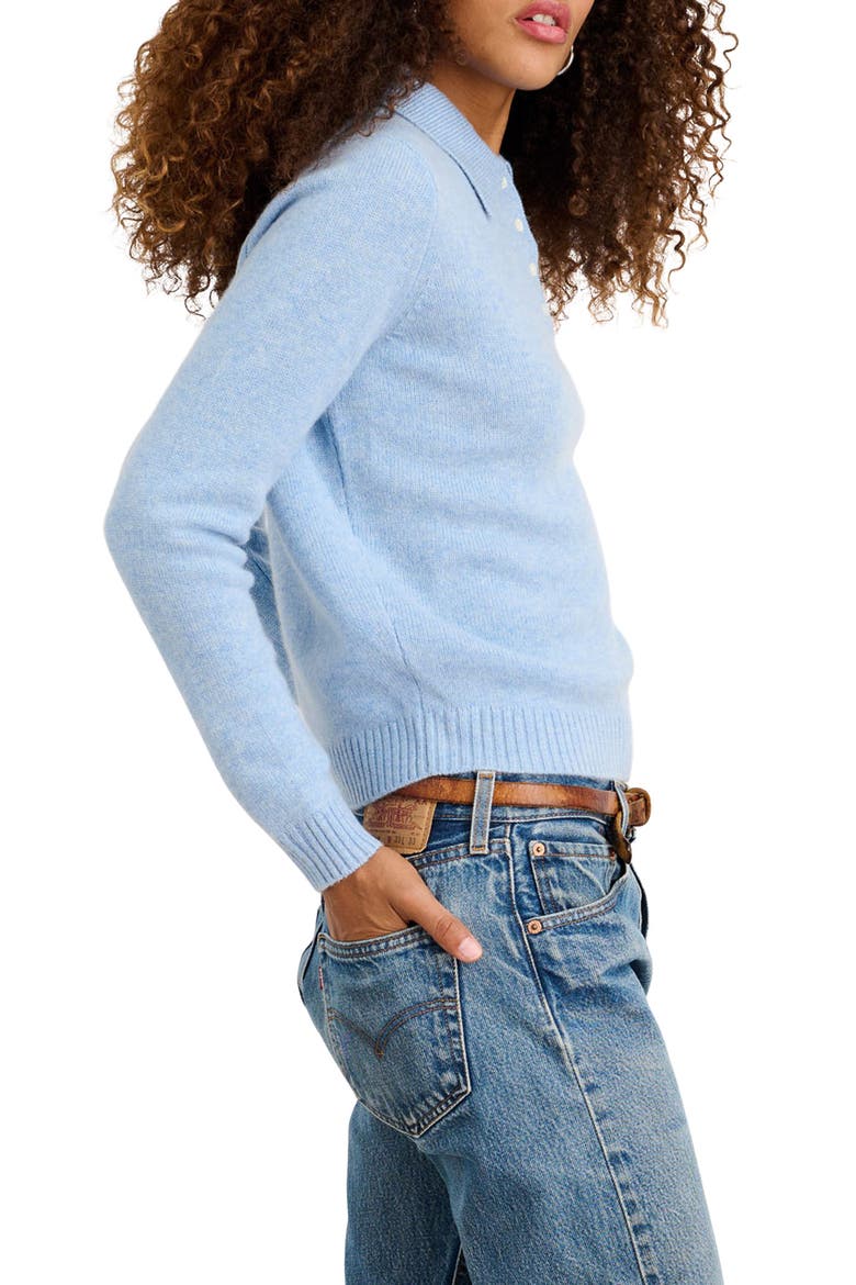 Alice Cashmere Polo Sweater, Alternate, color, FROST BLUE