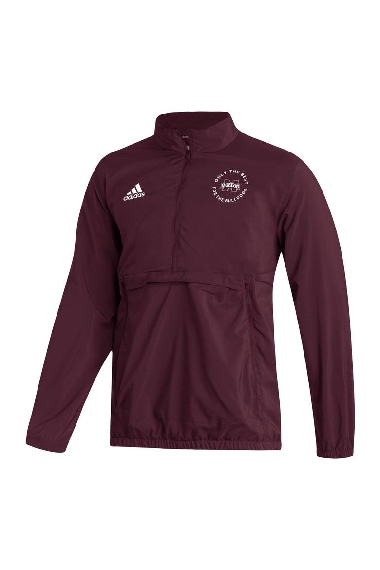 Men's adidas Maroon Mississippi State Bulldogs AEROREADY Half-Zip Jacket, Alternate, color, Maroon