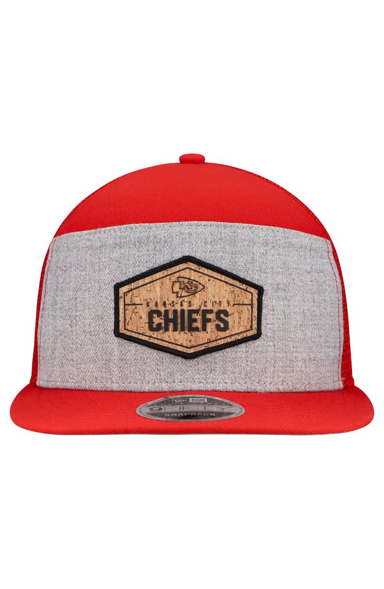 New Era Men's New Era  Gray/Red Kansas City Chiefs Cork Split Panel 9FIFTY Trucker Snapback Hat, Alternate, color, Gray