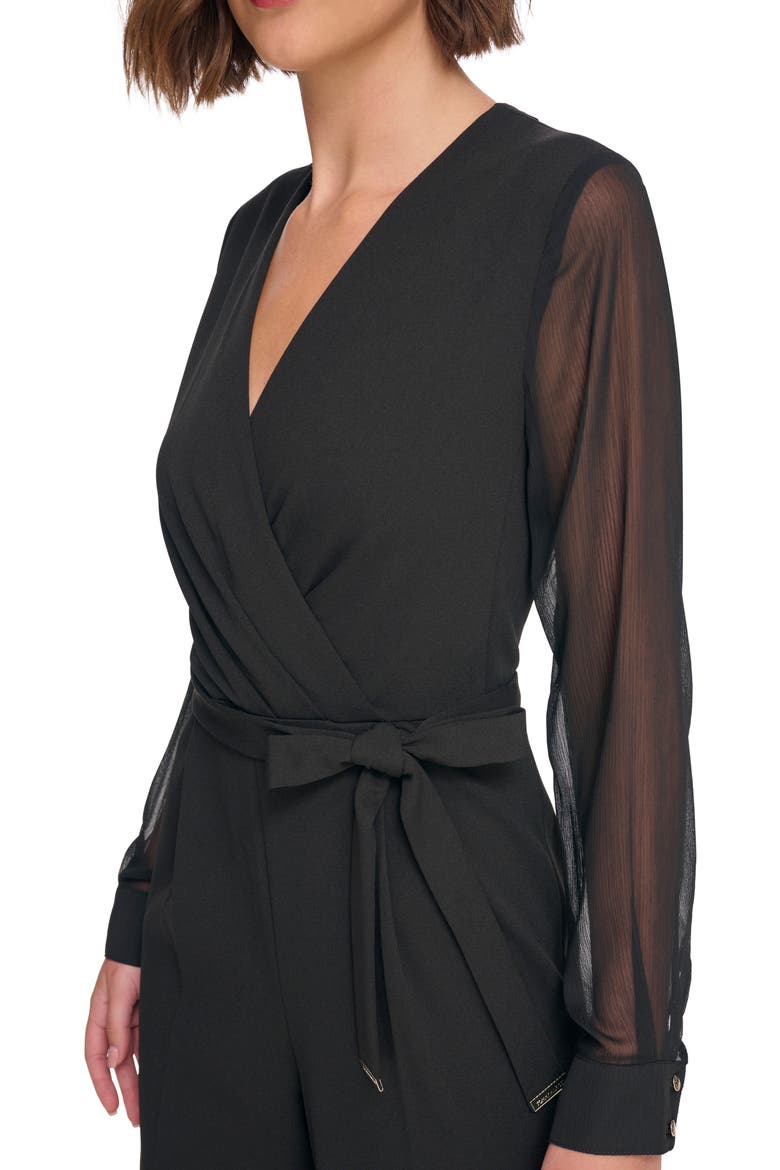 Long Sleeve Crepe Jumpsuit, Alternate, color, BLACK