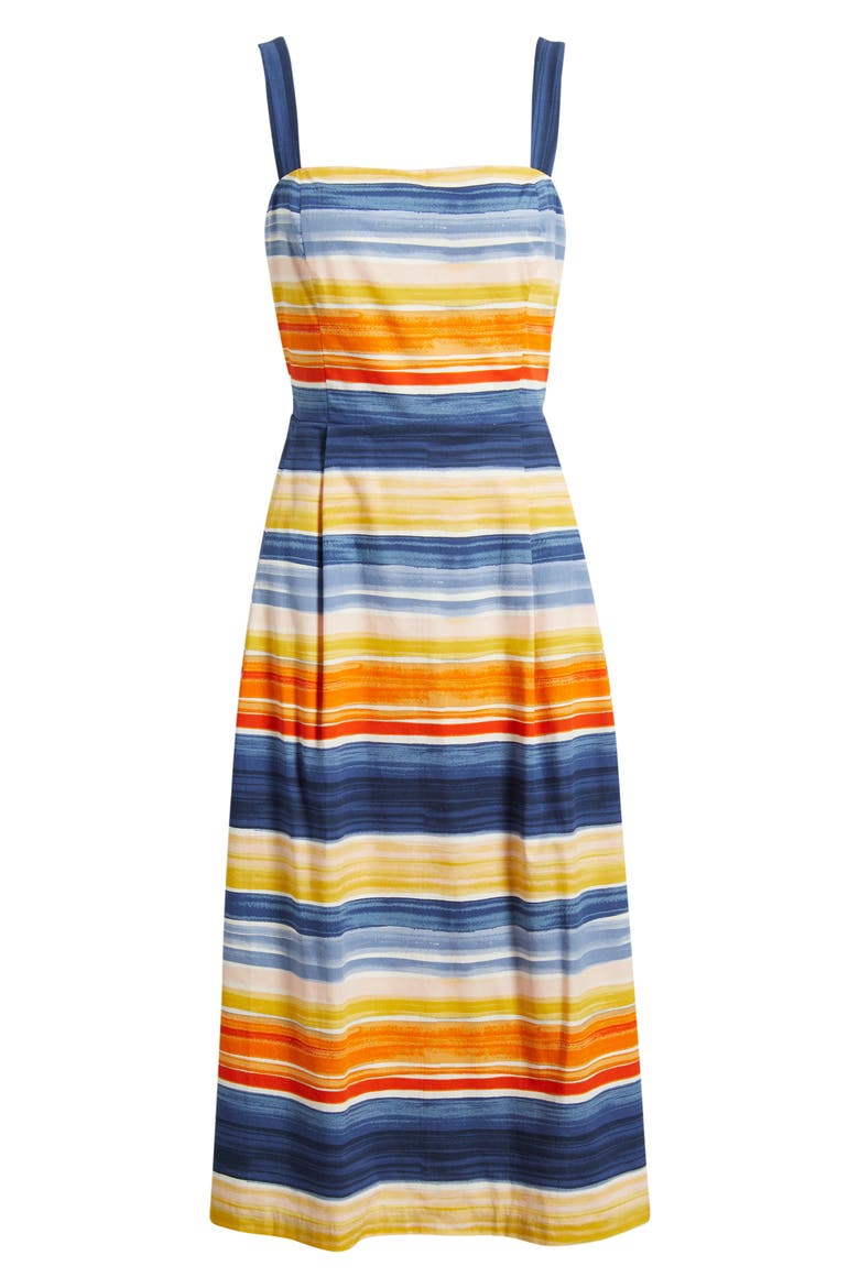 Stripe Cotton Blend Midi Dress, Alternate, color, ORANGE MULTI