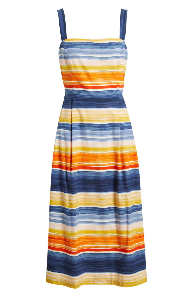Julia Jordan Stripe Cotton Blend Midi Dress, Alternate, color, Orange Multi