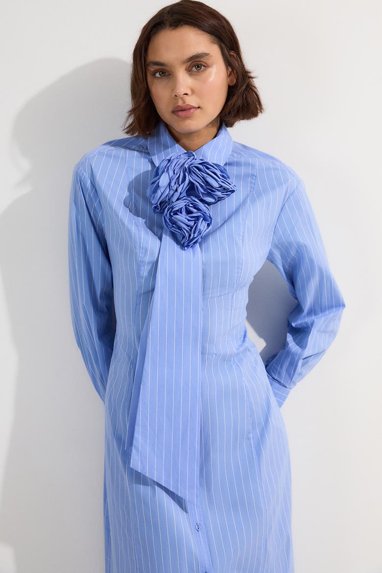 Woven Shirt Midi Dress, Alternate, color, Blue