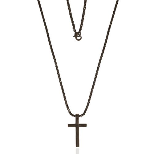 Lucky Brand Black Cross Pendant 22" Chain In Black