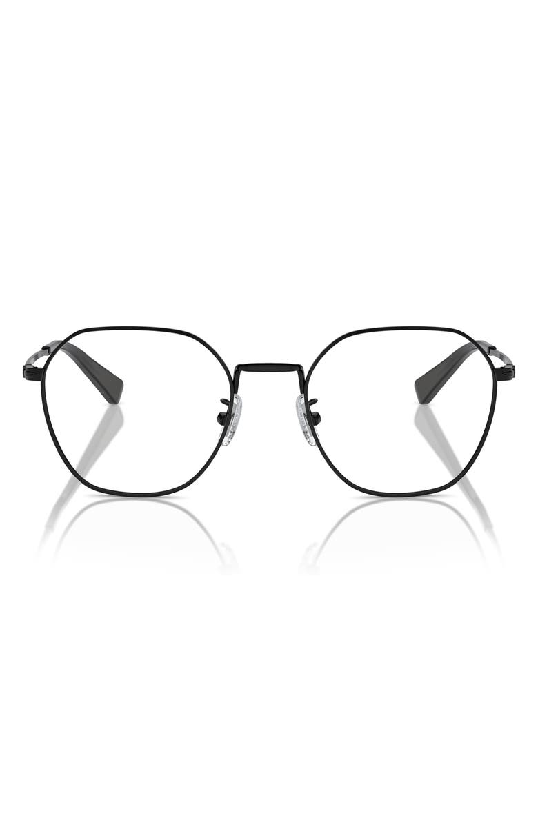 COACH 52mm Irregular Optical Glasses, Main, color, Shiny Black / Demo Lens