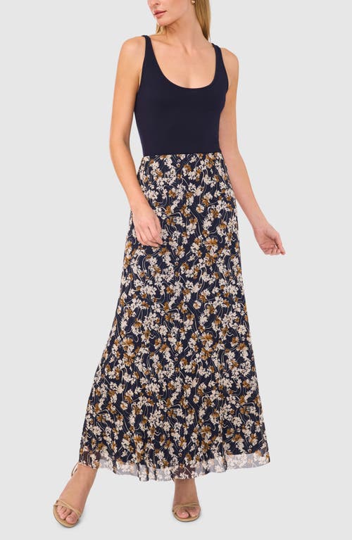 Halogen ® Floral Pull-on Mesh Maxi Skirt In Classic Navy Blue Floral