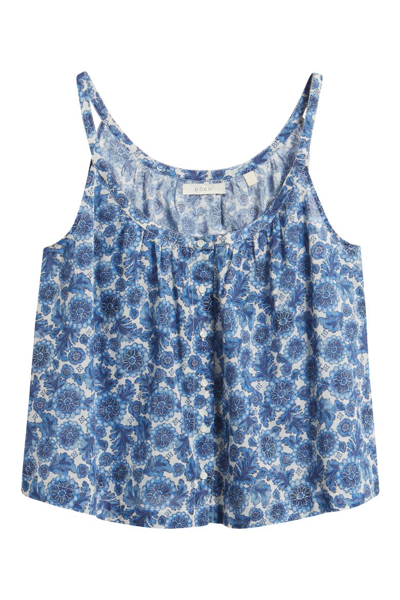 Nalina Front Button Organic Cotton Tank, Alternate, color, BLEU SOLEIL FLEURIT