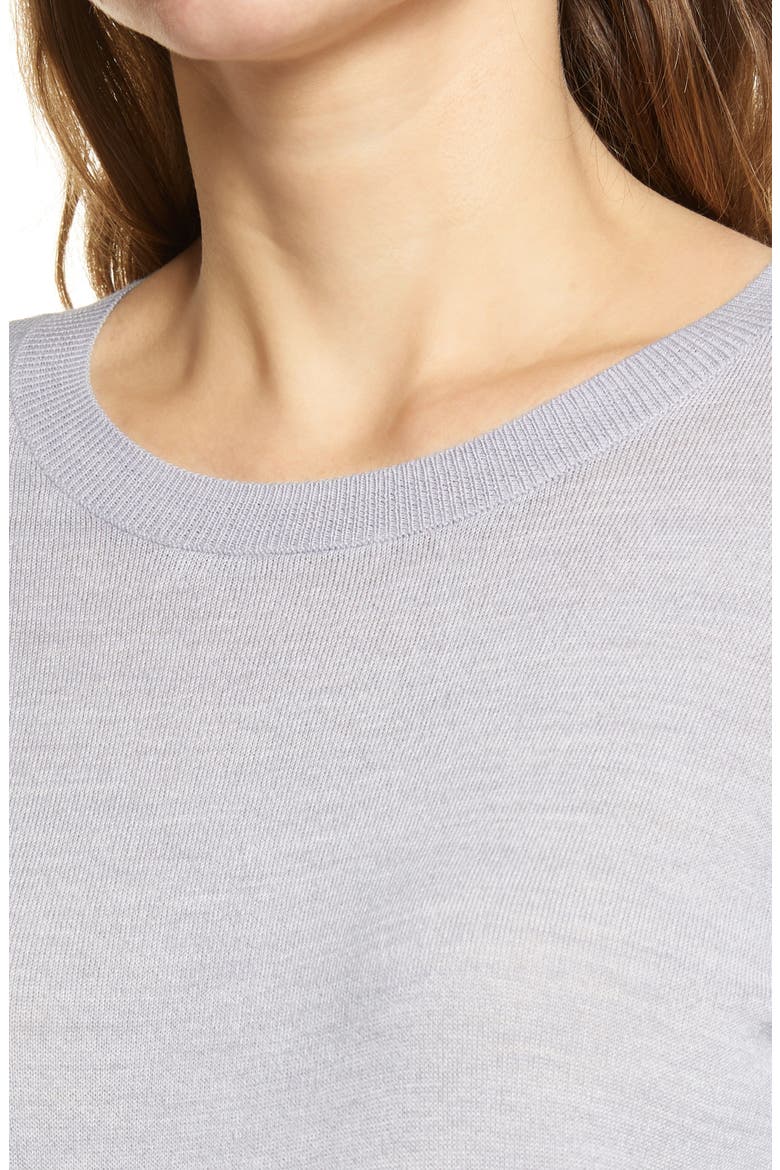 Crewneck Merino Wool Blend Sweater, Alternate, color, GREY HEATHER