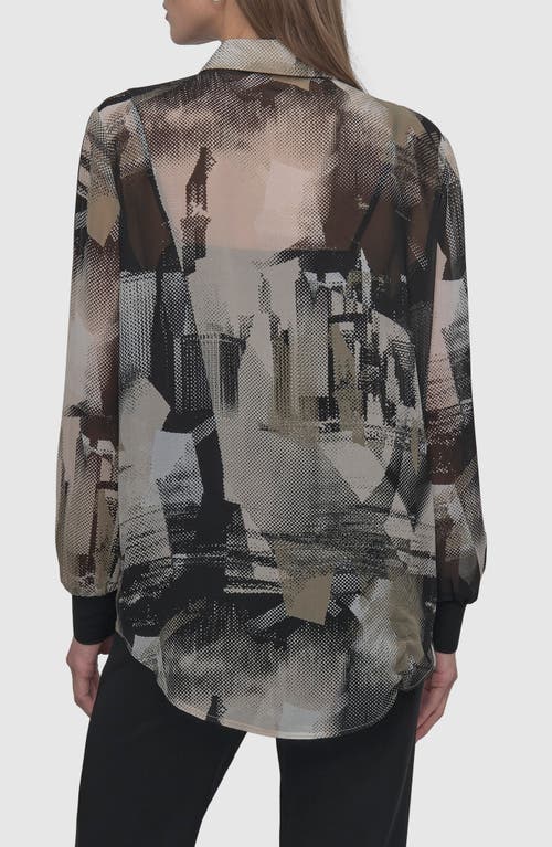 Shop Dkny Abstract Print Chiffon Button-up Shirt