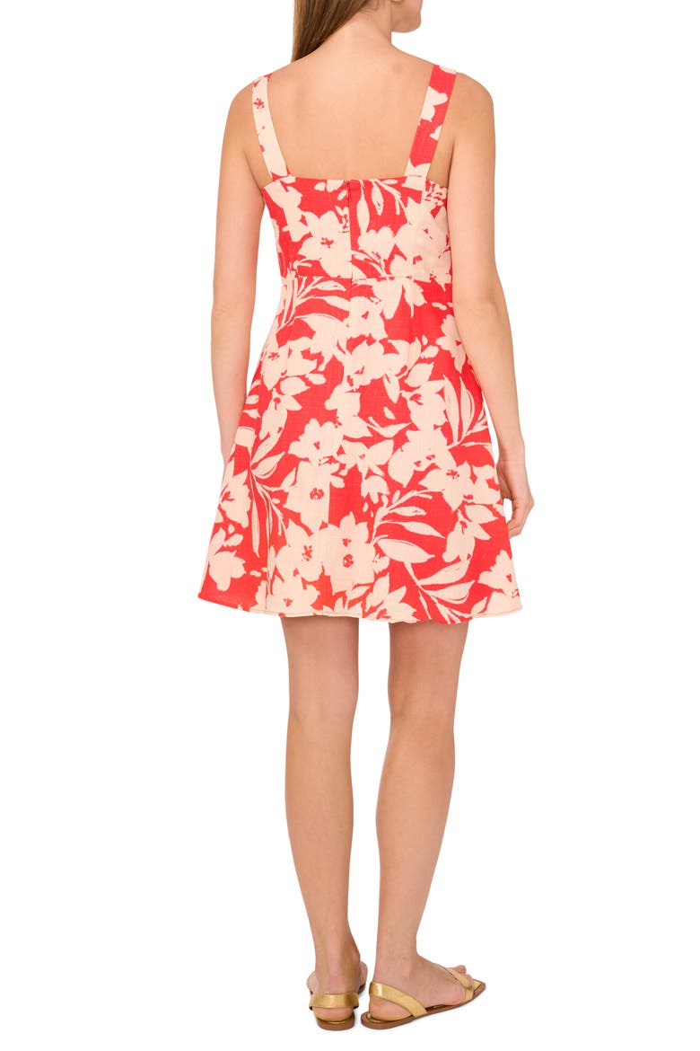 Floral Square Neck Fit & Flare Dress, Alternate, color, CAYENNE