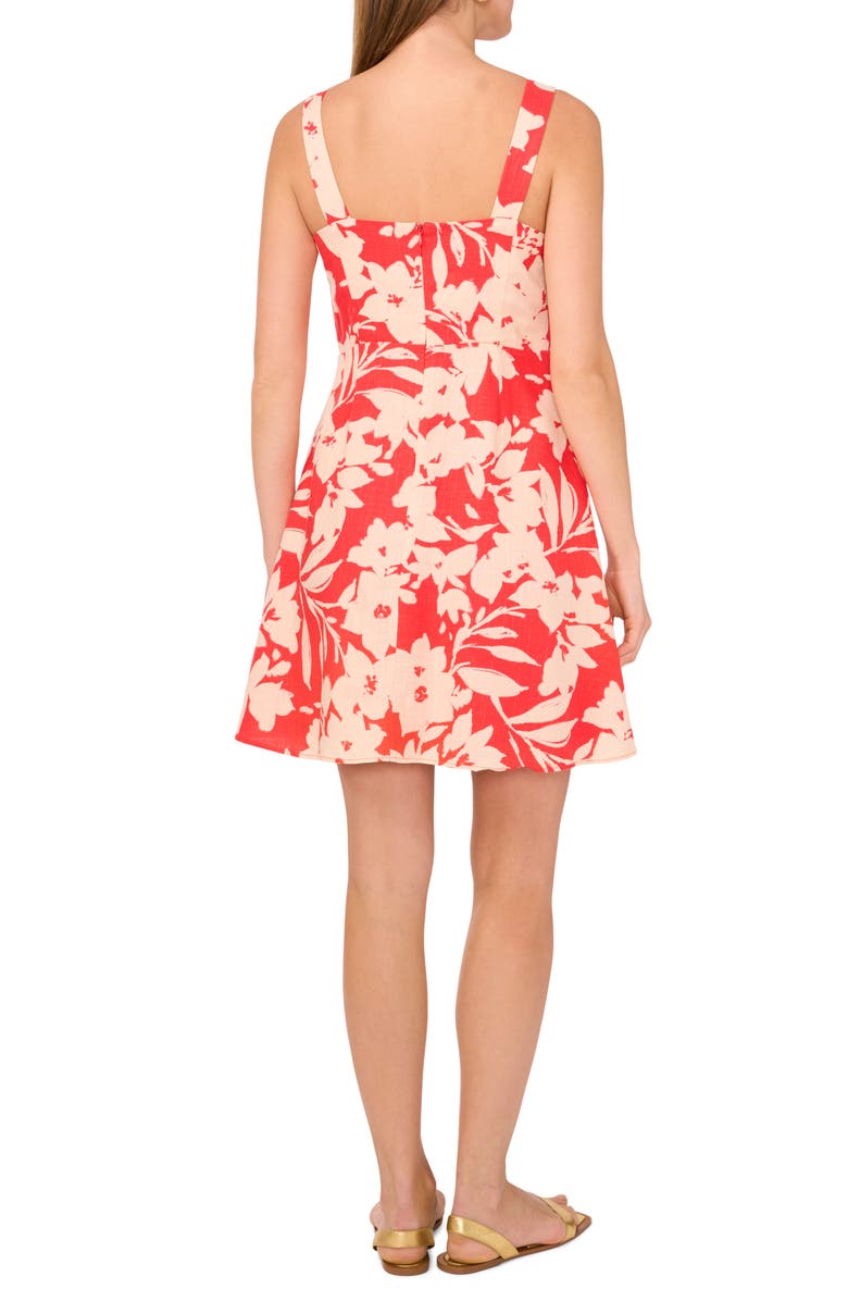Vince Camuto Floral Square Neck Fit & Flare Dress, Alternate, color, Cayenne