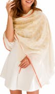 SAACHI Metallic Floral Wool Scarf