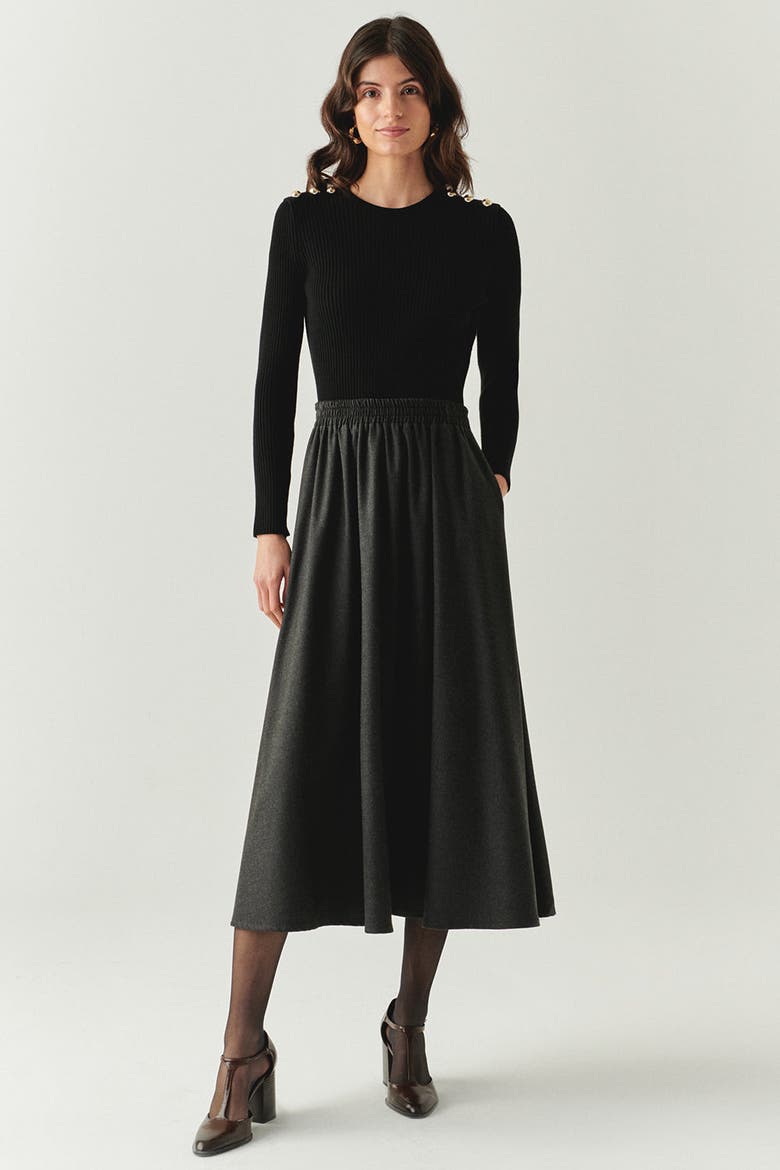 Lauryn Midi Skirt, Alternate, color, GREY