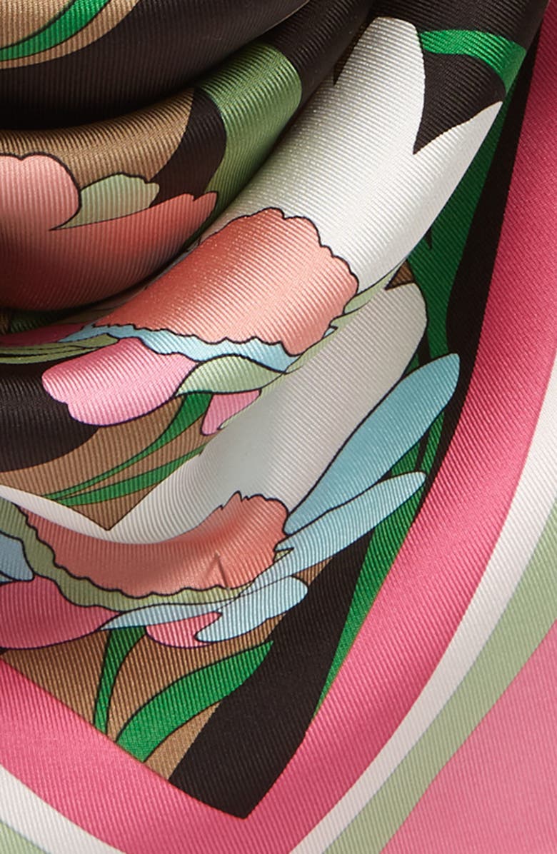 Fendi Floral & Stripe Silk Scarf, Alternate, color, 