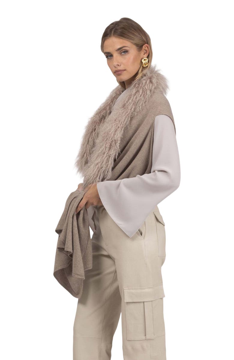 GORSKI Select Cashmere And Merino Wool Blend Vest With Select Genuine Shearling Trim, Alternate, color, Cappucino