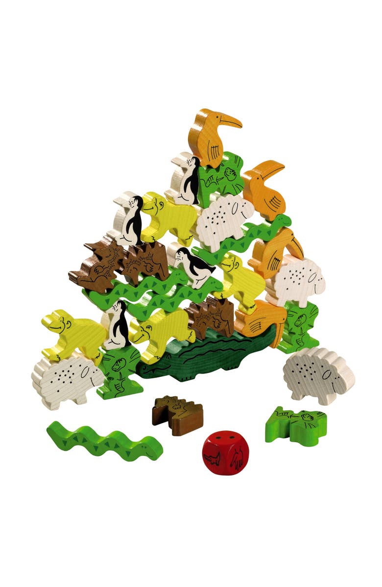 HABA Animal Upon Animal - Classic Wooden Stacking Game Ultimate Family Board Games for Kids and Adults, Party Games and Fun Dexterity Kids Games 4-8, Alternate, color, Multi