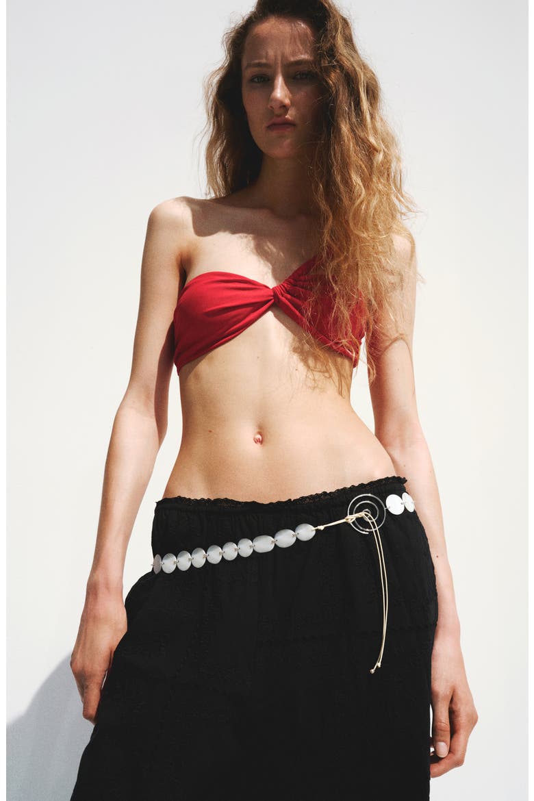 Eyelet Embroidered Cotton Trousers, Alternate, color, BLACK