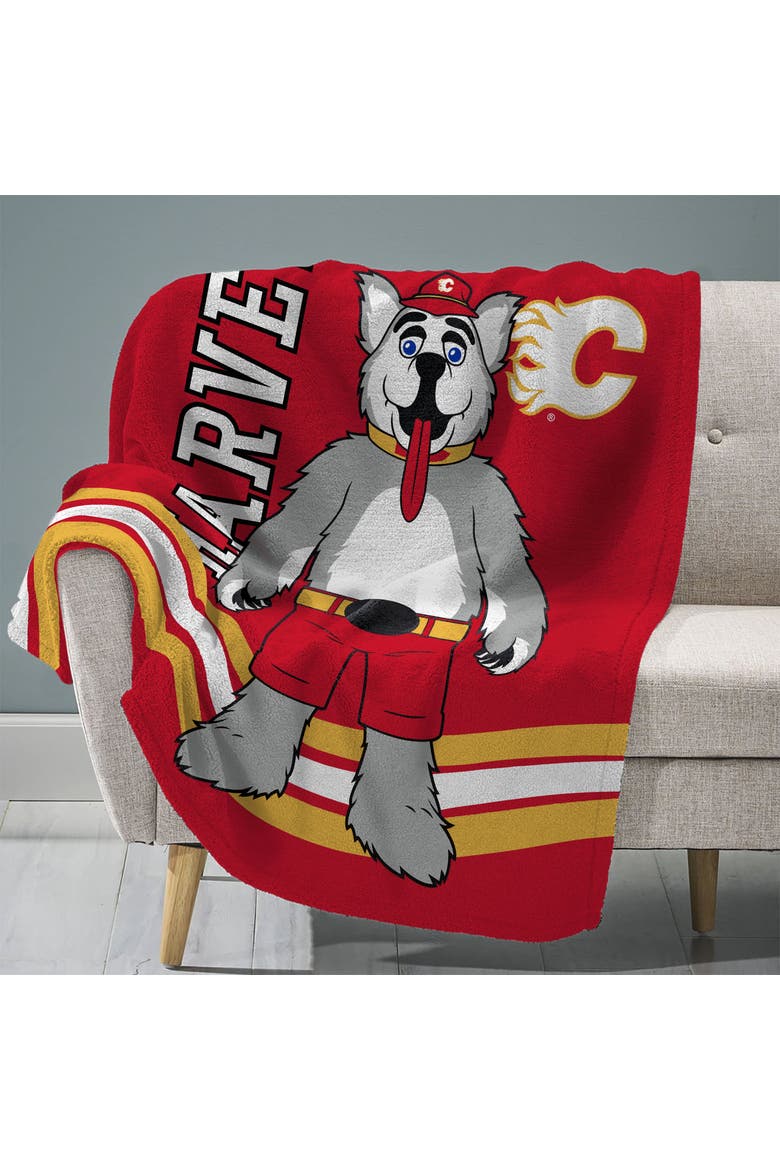 Calgary Flames Harvey The Hounds Mascot 60" x 80" Raschel Throw Blanket, Main, color, None