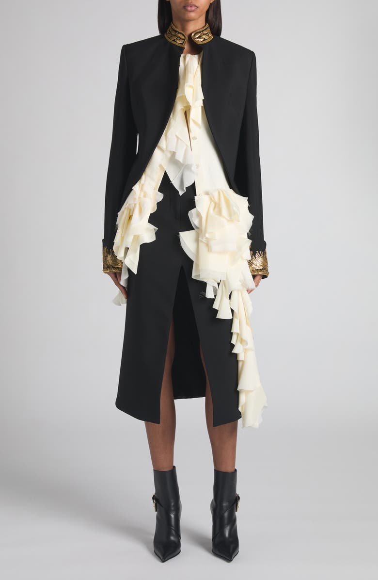 McQueen Wool Stretch Gabardine Skinny Trousers, Alternate, color, Black