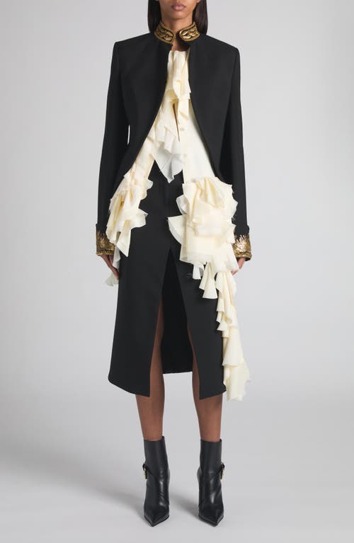 Alexander Mcqueen Mcqueen Ruffle Silk Halter Top In Neutral