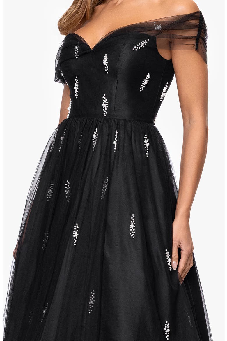 Embellished Tulle Cocktail Dress, Alternate, color, BLACK
