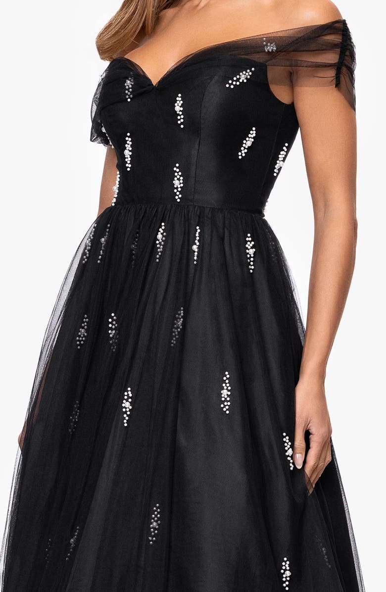 Betsy & Adam Embellished Tulle Cocktail Dress, Alternate, color, Black
