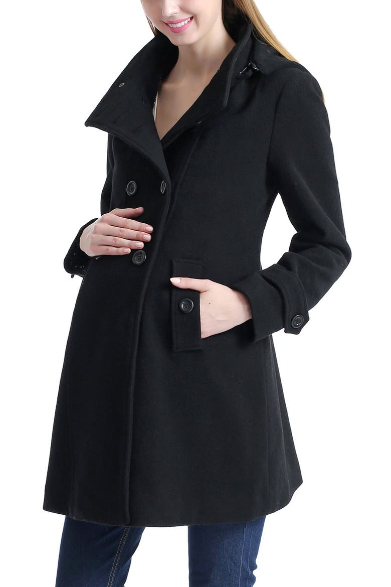 Penelope Maternity A-Line Wool Coat, Main, color, Black