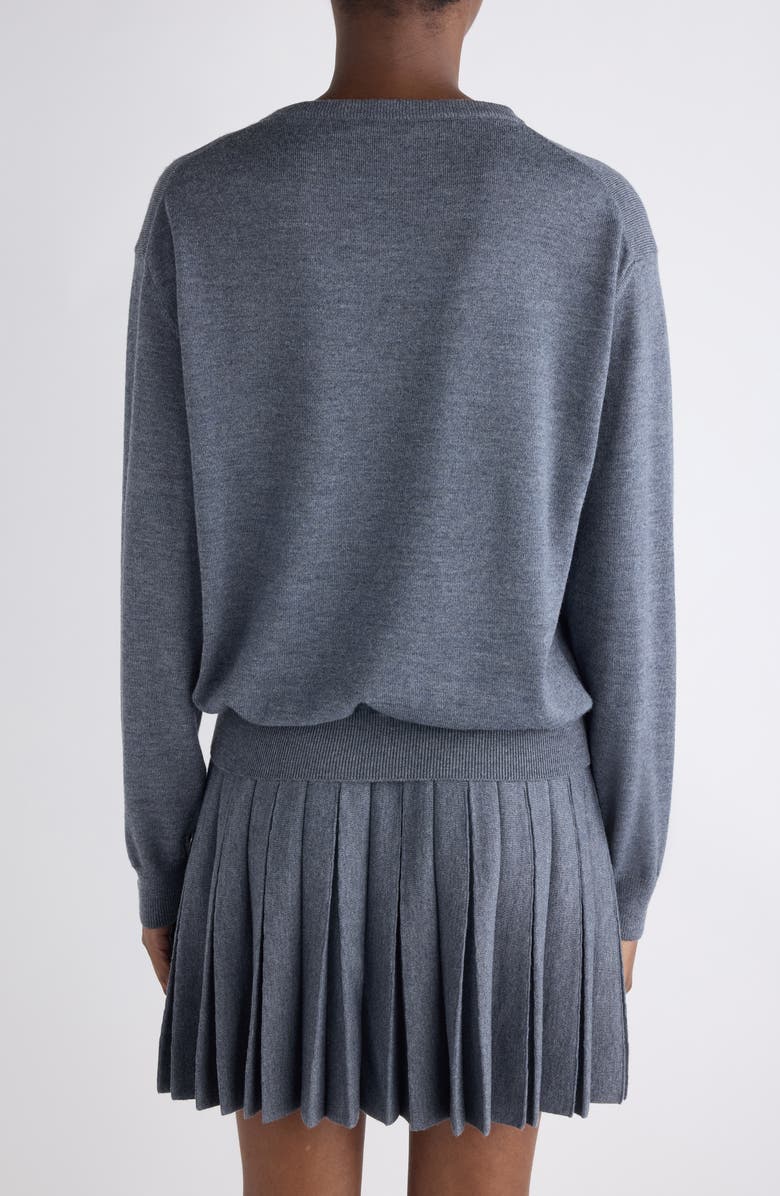 Balenciaga Wool V-Neck Sweater, Alternate, color, 1167 Heather Grey