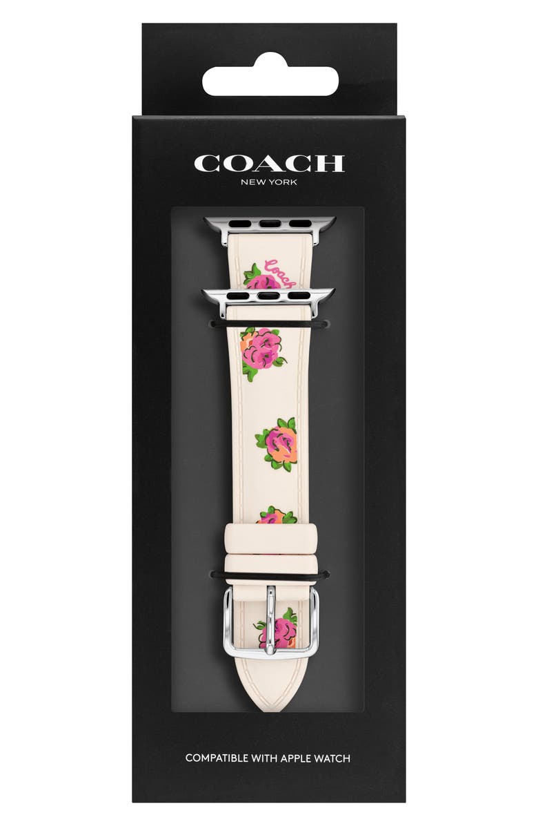 COACH Floral Print Silicone Apple Watch<sup>®</sup> Watchband, Main, color, Chalk