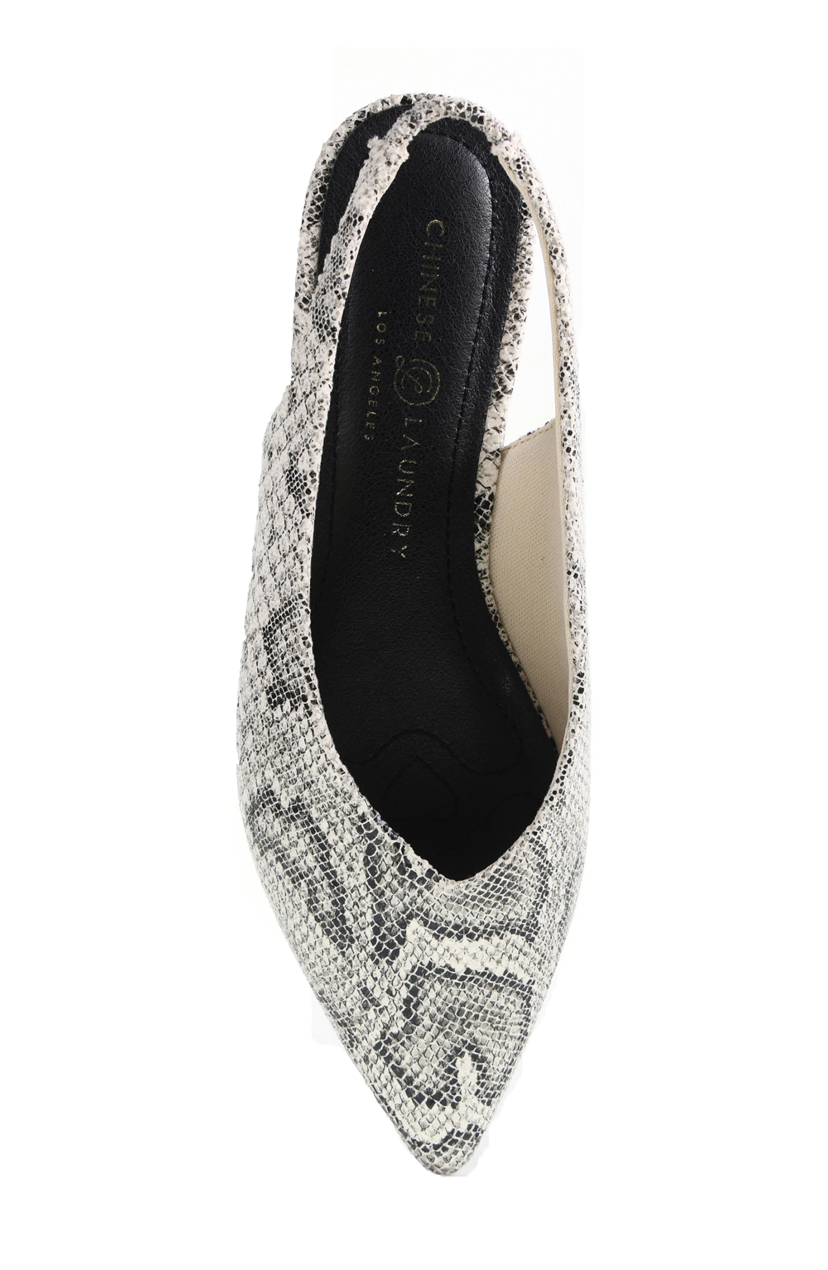 Hadiya Pointed Toe Slingback Flat, Alternate, color, CREAM SNAKE EMBOSSED