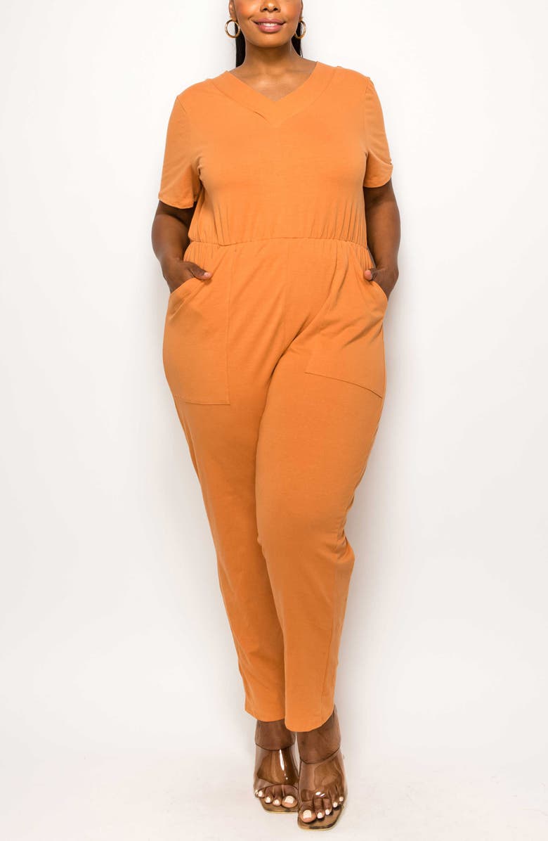 L I V D Gineva Pocket V-Neck Jumpsuit, Alternate, color, Clay