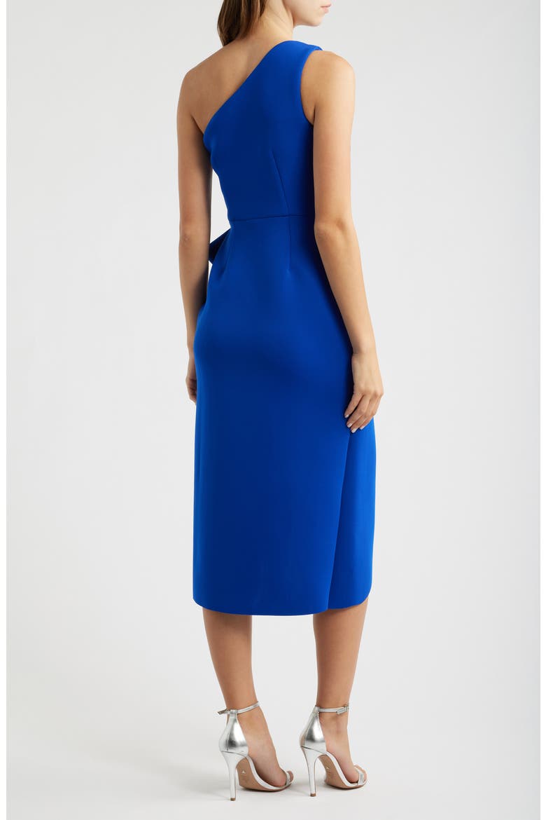 Bow One-Shoulder Cocktail Dress, Alternate, color, COBALT