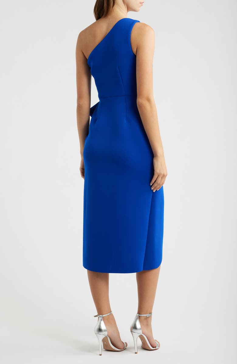 Eliza J Bow One-Shoulder Cocktail Dress, Alternate, color, Cobalt