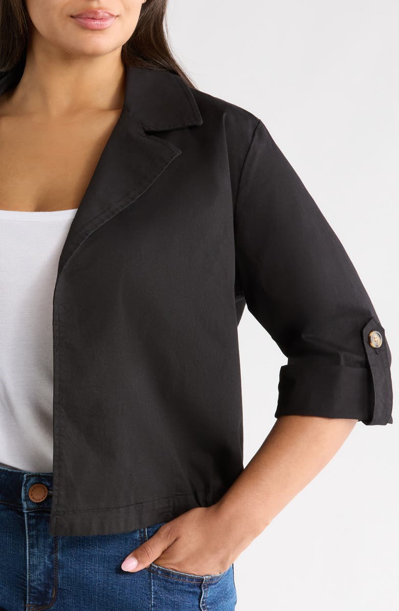 Wit & Wisdom Roll Tab Crop Jacket, Alternate, color, Black