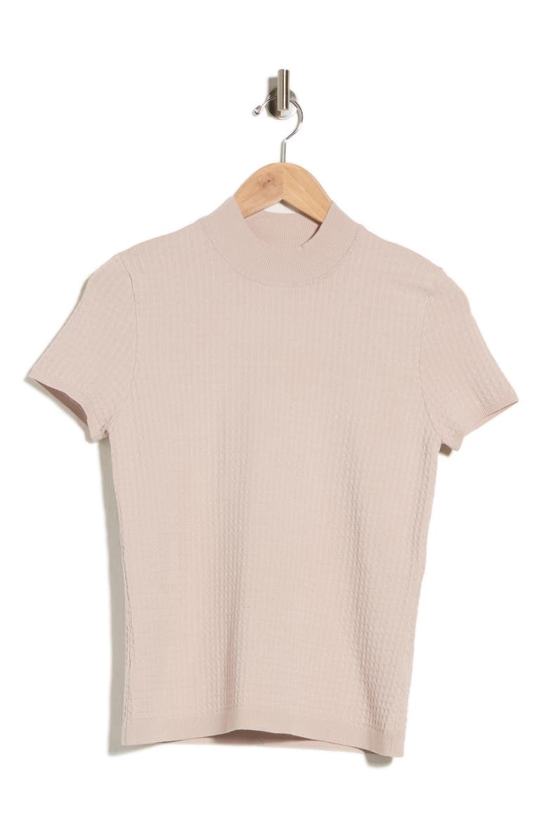 Mock Neck Short Sleeve Knit Sweater, Alternate, color, NATURAL