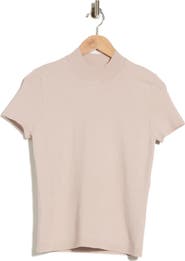 T Tahari Mock Neck Short Sleeve Knit Sweater