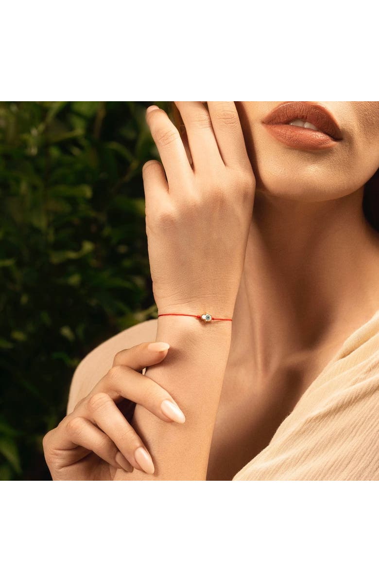 Karma and Luck Charismatic Personality - White Enamel Hamsa Red String Bracelet, Alternate, color, Red/Gold/White/Turquoise
