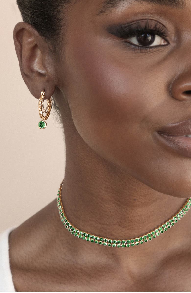 Ettika Crystal Sparkle Choker Necklace, Alternate, color, Green
