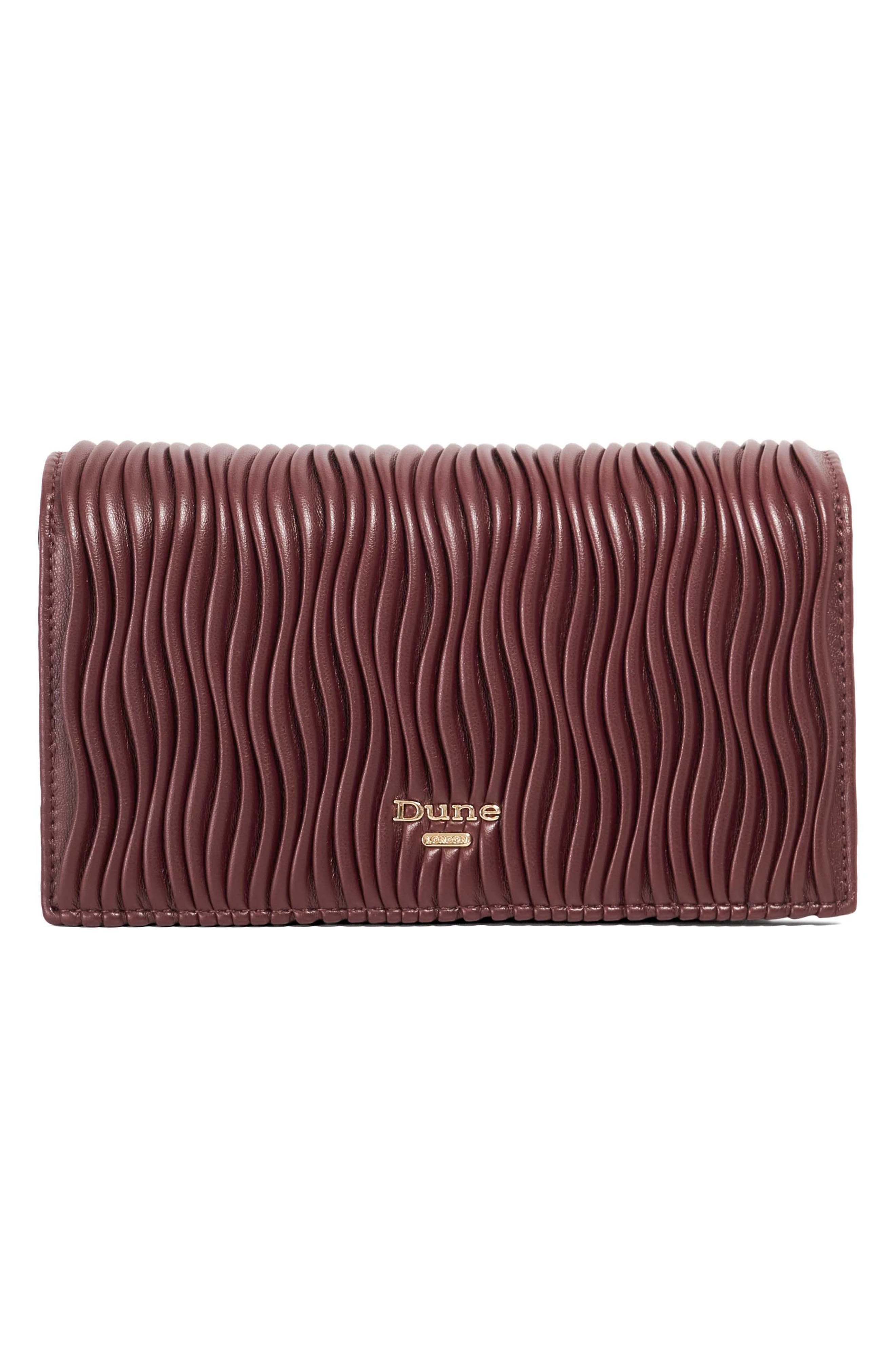 Dune London Starlites Faux Leather Clutch, Alternate, color, Burgundy