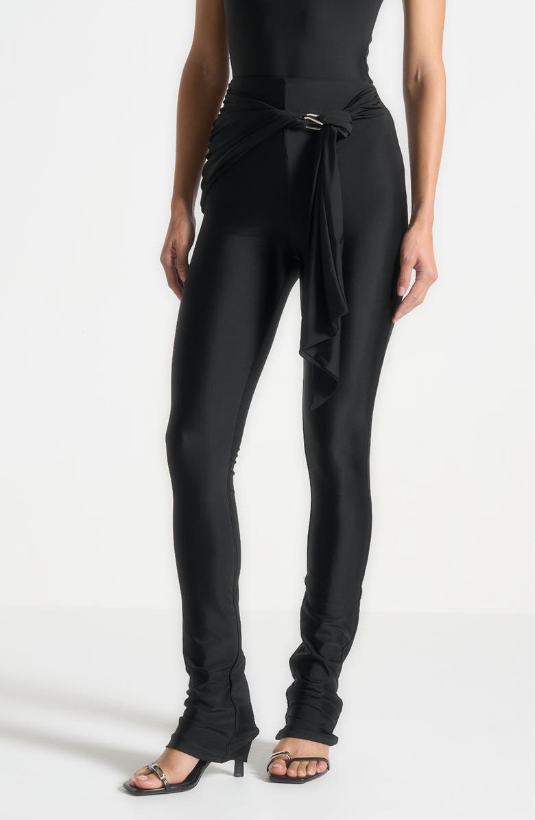 Manière De Voir Draped Hardware Detail Leggings, Alternate, color, 