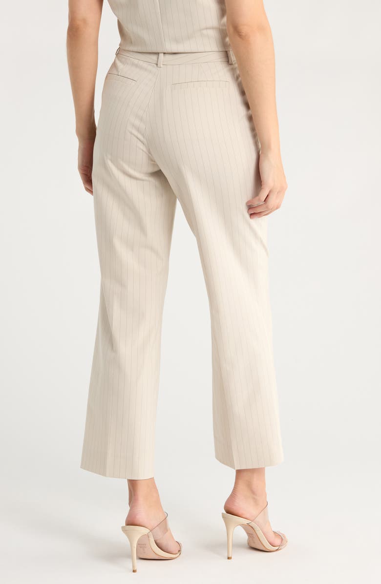 NORDSTROM RACK Pinstripe Crop Straight Leg Pants, Alternate, color, Beige Scroll- Black Pinstripe