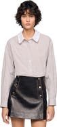 SANDRO Plaid and pearl collar shirt