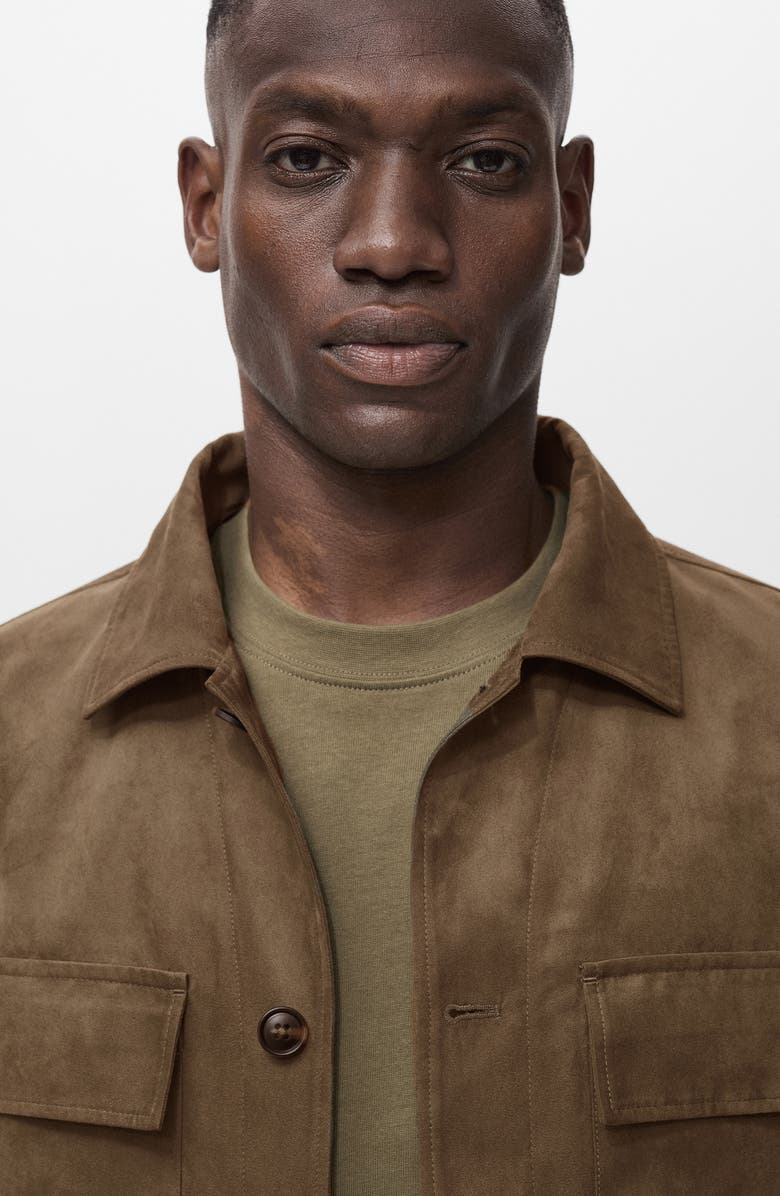 MANGO Faux Suede Jacket, Alternate, color, Green