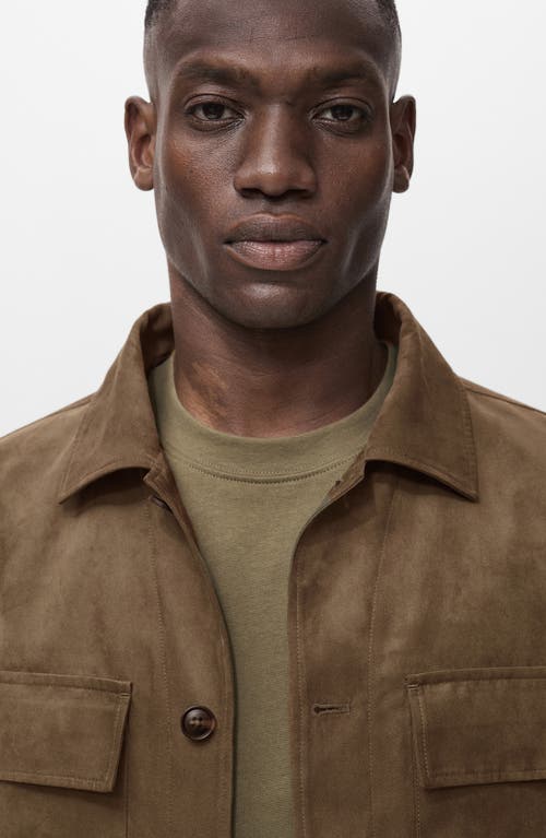 Mango Faux Suede Jacket In Brown