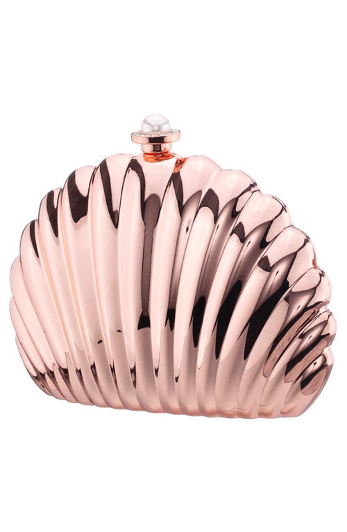Nina Mariam Shell Clutch In Rosegold