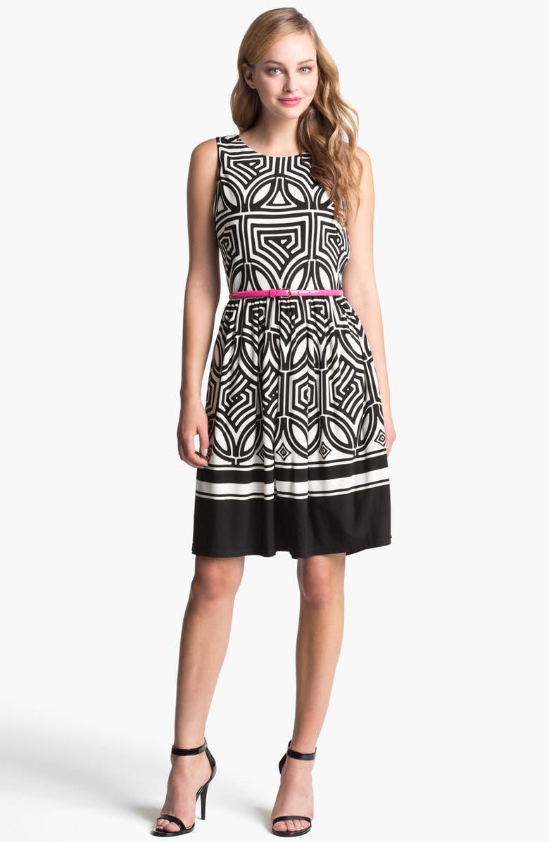 Eliza J Stretch Fit & Flare Dress, Main, color,